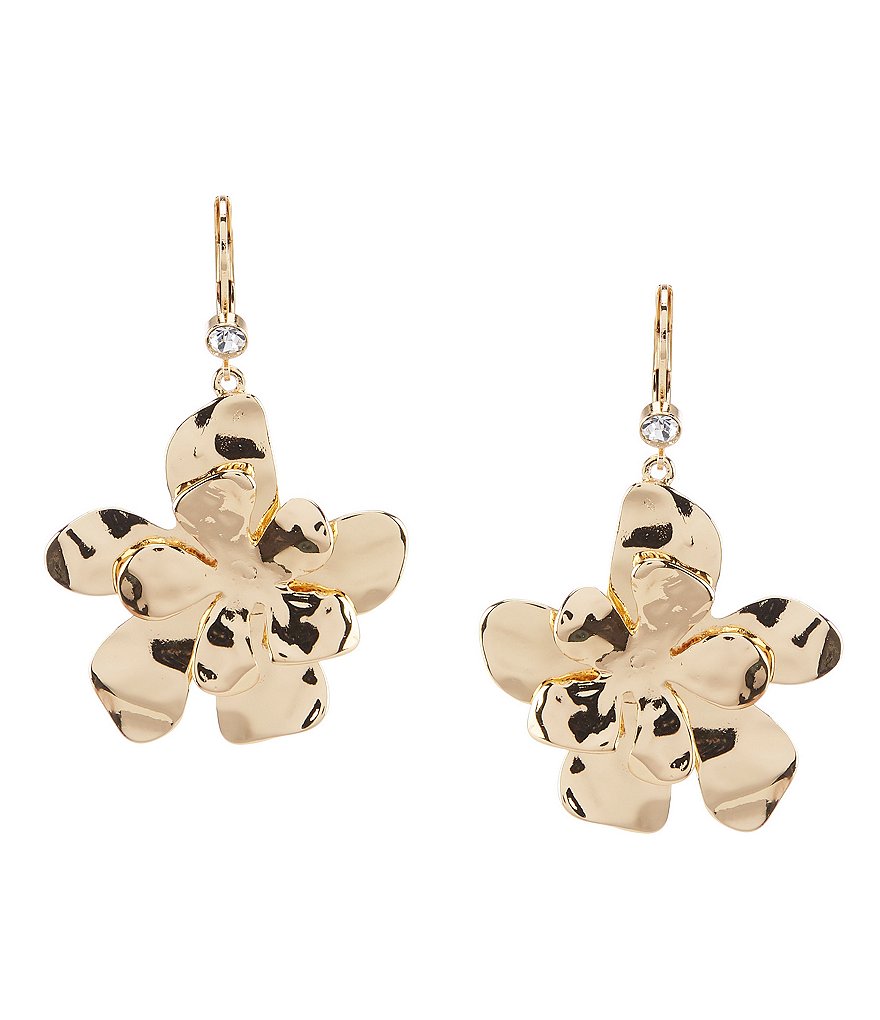 Belle Badgley Mischka Metal Flower Drop Earrings