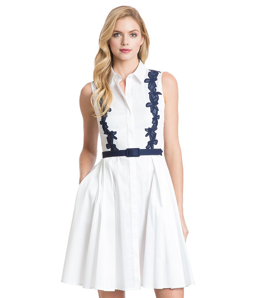 Belle Badgley Mischka Paige Johnny Collar Button Front Dress