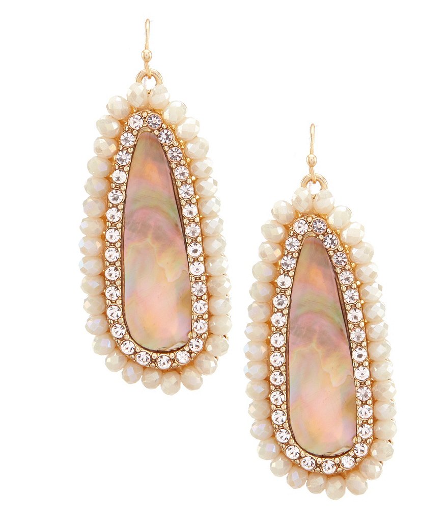 Belle Badgley Mischka Pavé Oval Stone Drop Statement Earrings