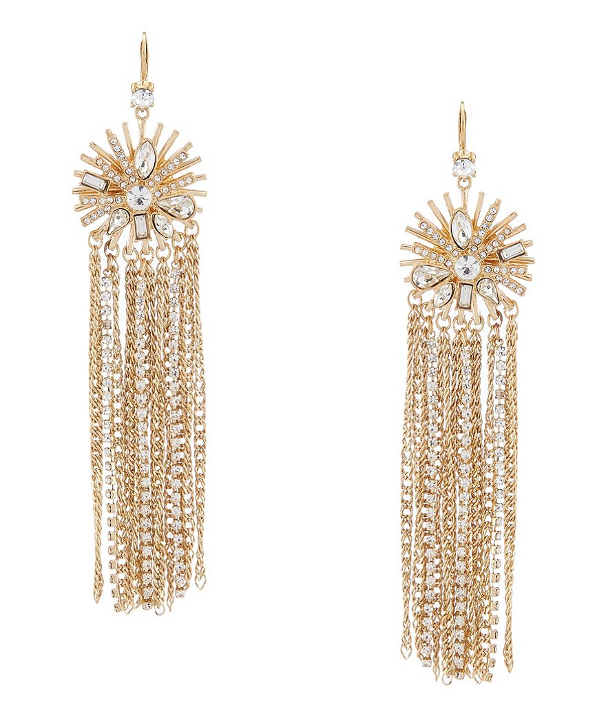 Belle Badgley Mischka Sunburst Tassel Statement Earrings