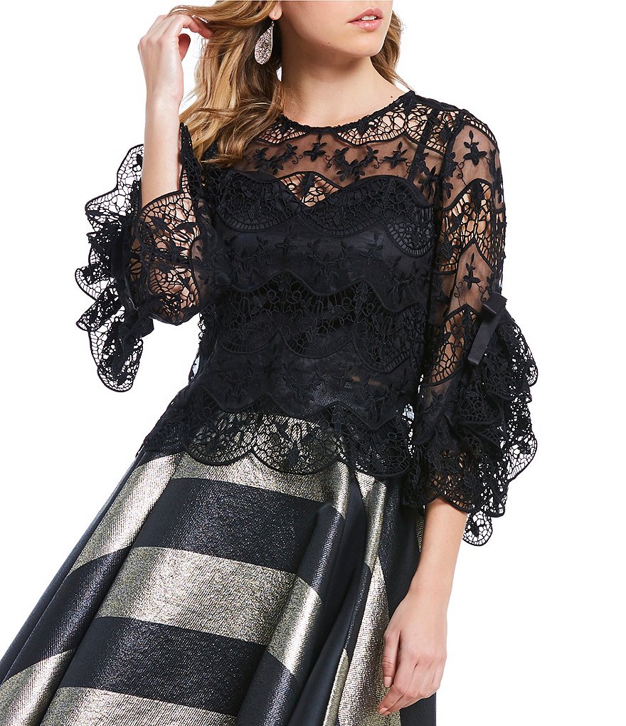 Belle Badgley Mischka Winifred Floral Lace Top