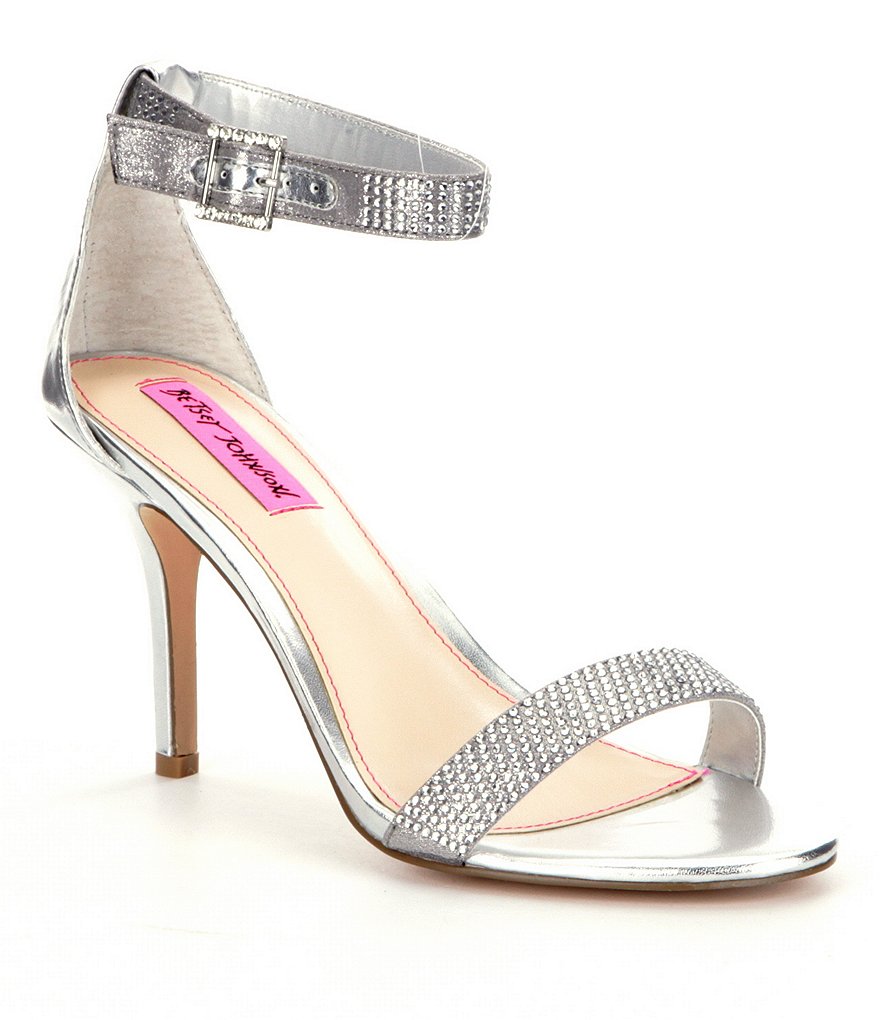 Betsey Johnson Jeweled Metallic Brodway Ankle Strap Dress Sandals
