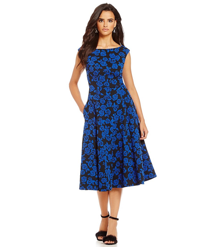 Betsey Johnson Floral-Print Tea-Length Dress