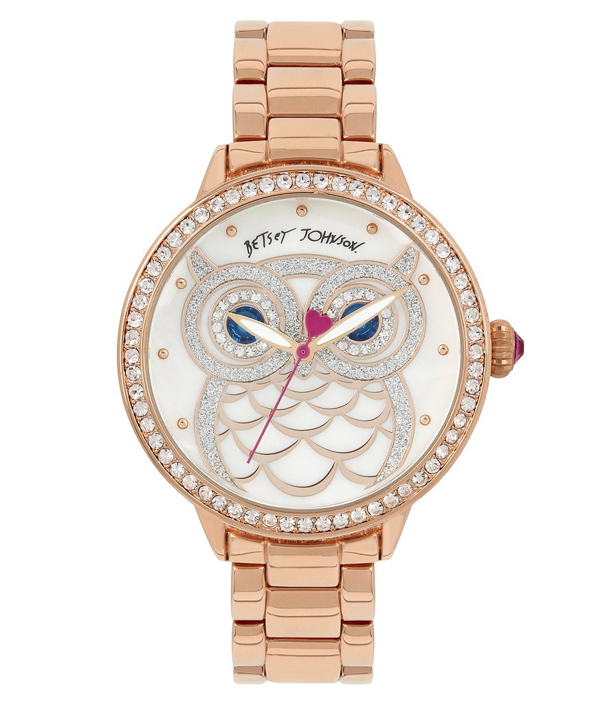 Betsey Johnson Glitter Owl Bracelet Watch