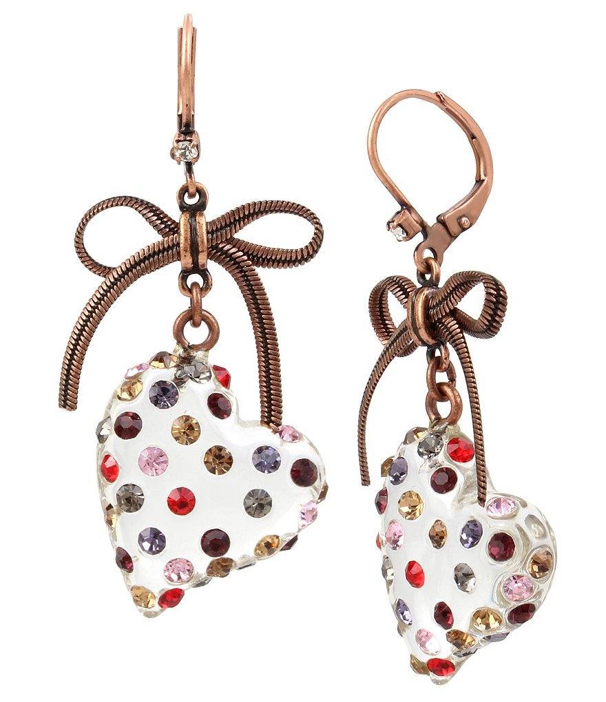 Betsey Johnson Heart Drop Statement Earrings