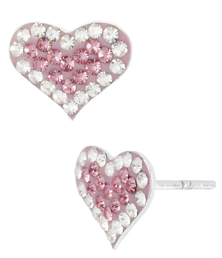 Betsey Johnson Pink Pavé Heart Stud Earrings