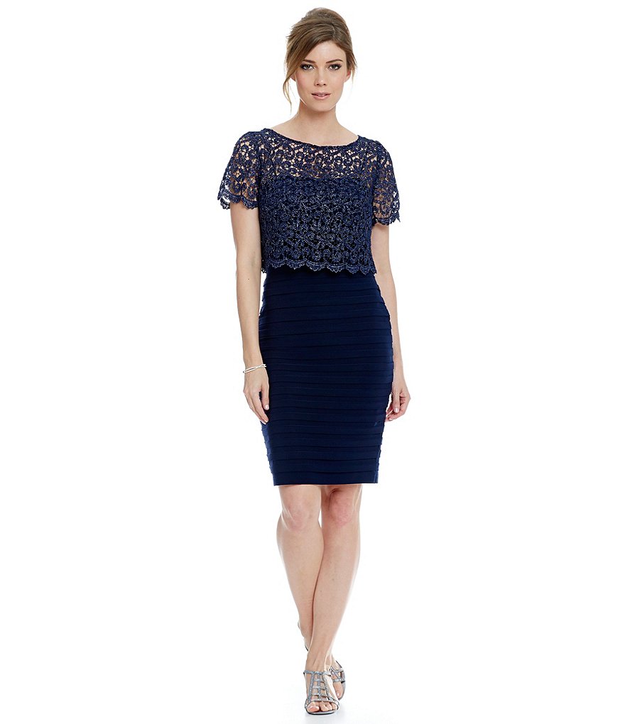 Betsy & Adam Lace Popover Banded Dress