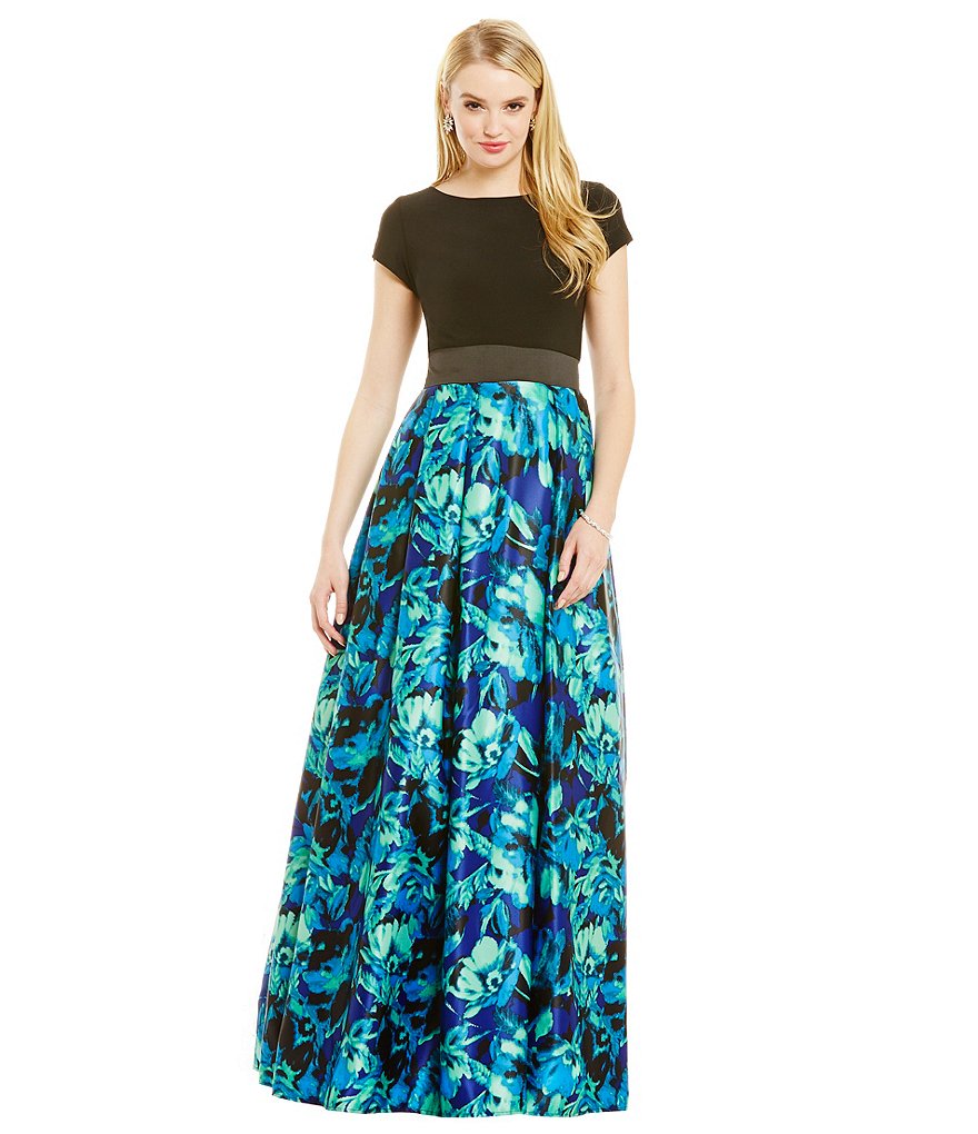Betsy and Adam Printed Skirt Ball Gown