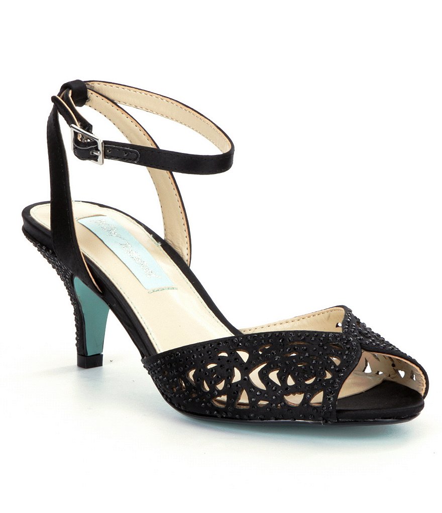 Blue by Betsey Johnson Raven Jeweled Cutout Ankle-Strap Dress Sandals