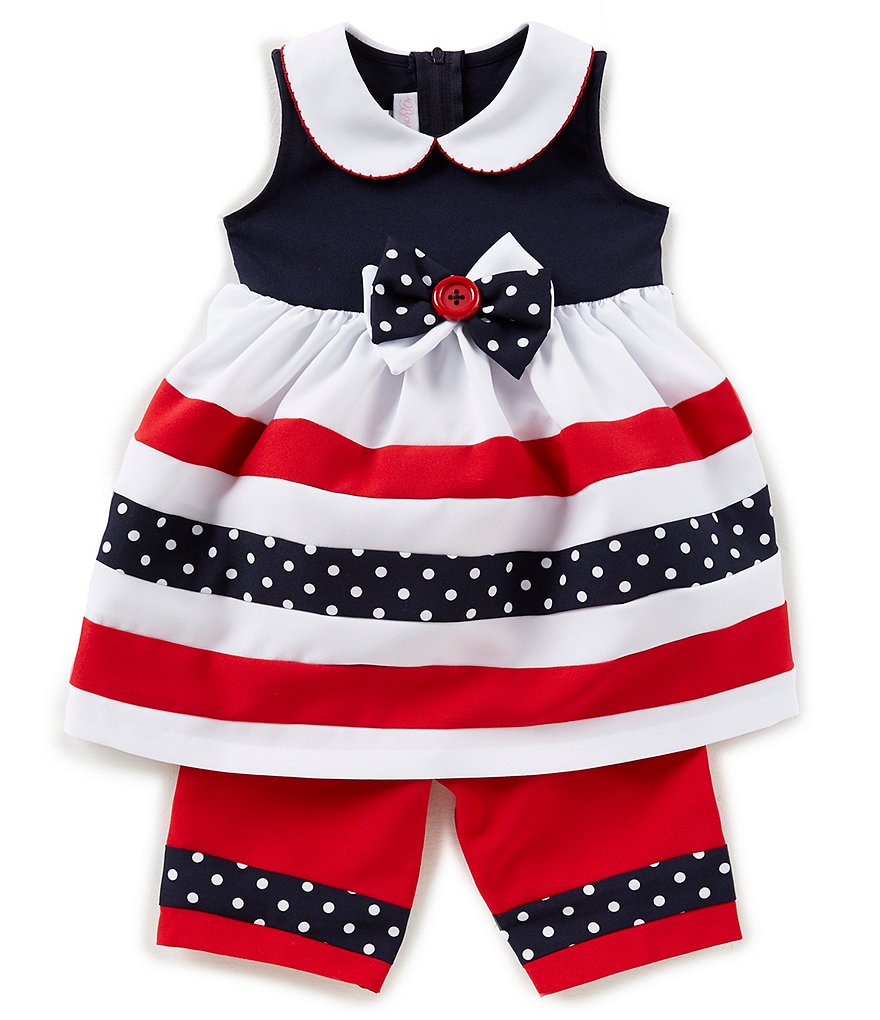 Bonnie Baby Baby Girls 12-24 Months Striped Bow Dress & Poplin Pants Set