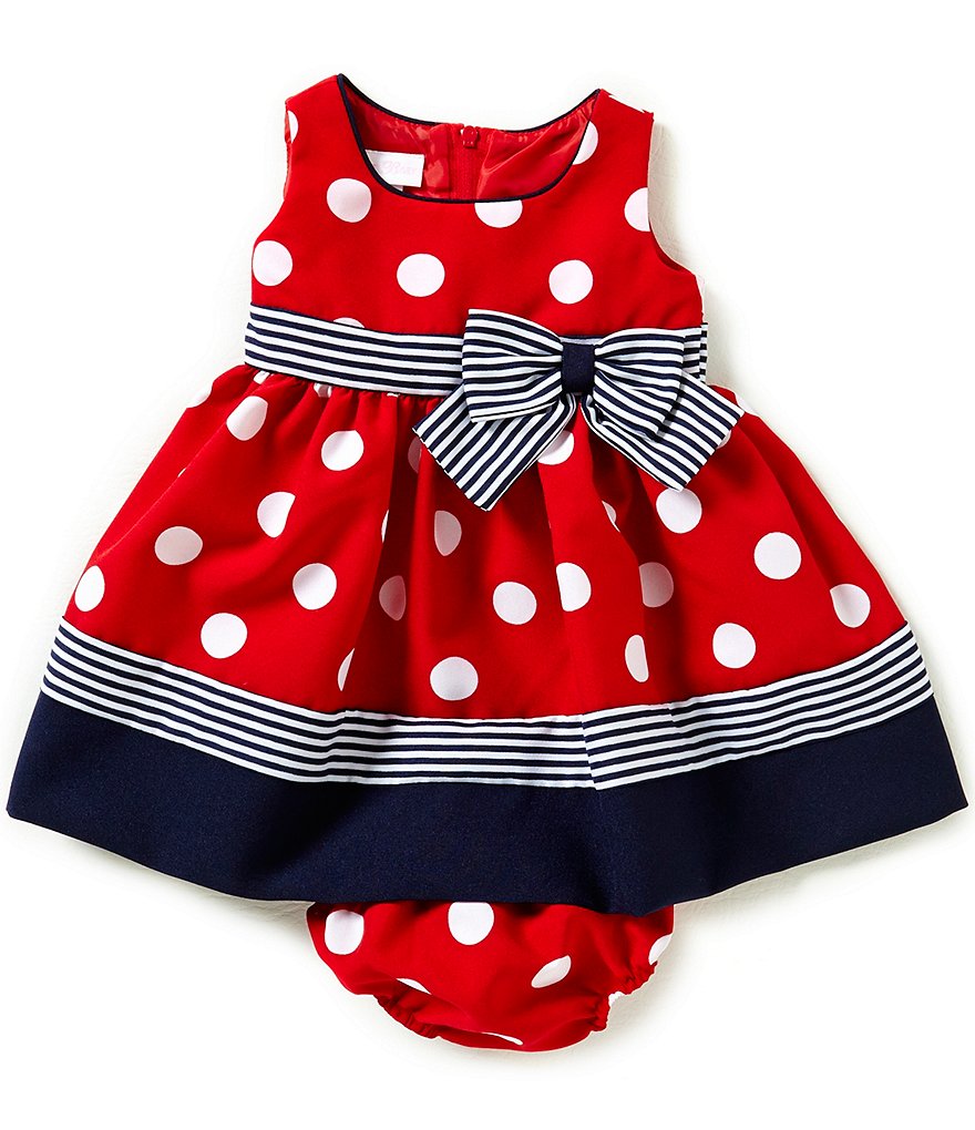 Bonnie Baby Girls Newborn-24 Months Dotted Nautical Dress