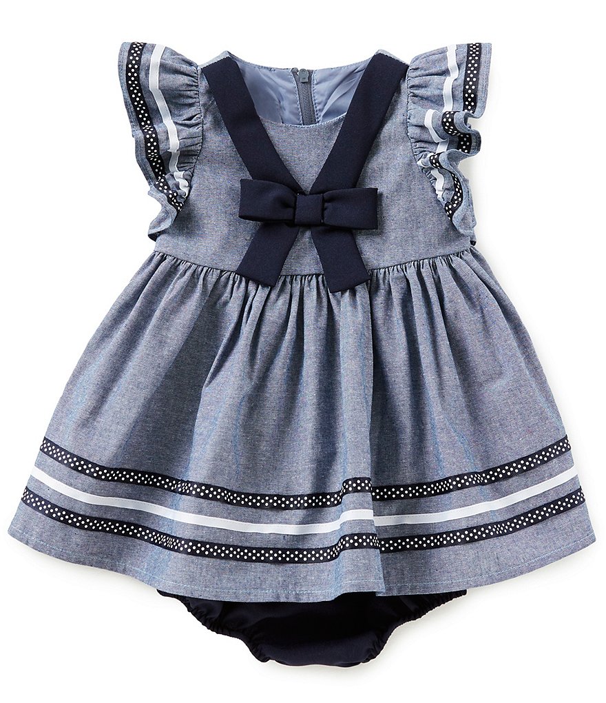 Bonnie Baby Baby Girls Newborn-24 Months Flutter-Sleeve Chambray Dress