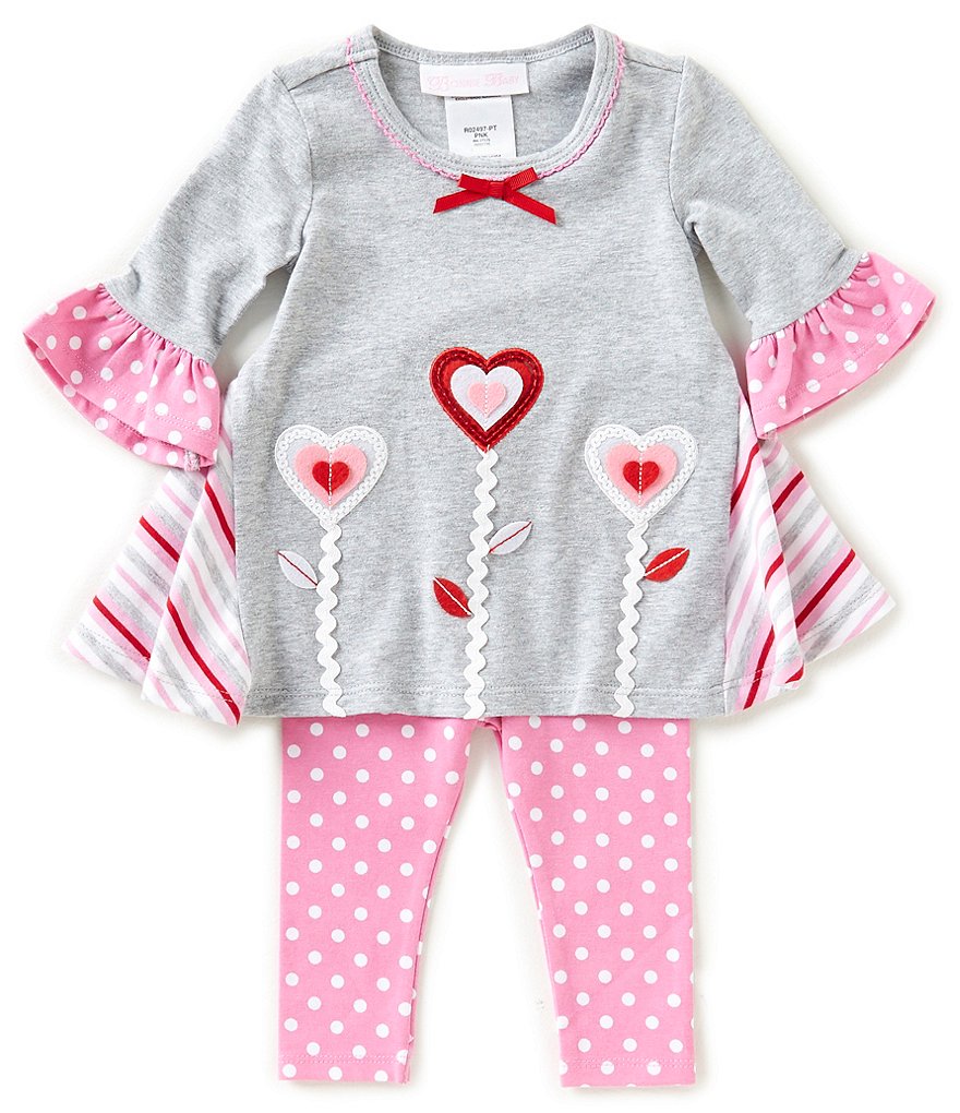 Bonnie Baby Baby Girls Newborn-24 Months Valentine's Heart Dress & Dotted Leggings Set