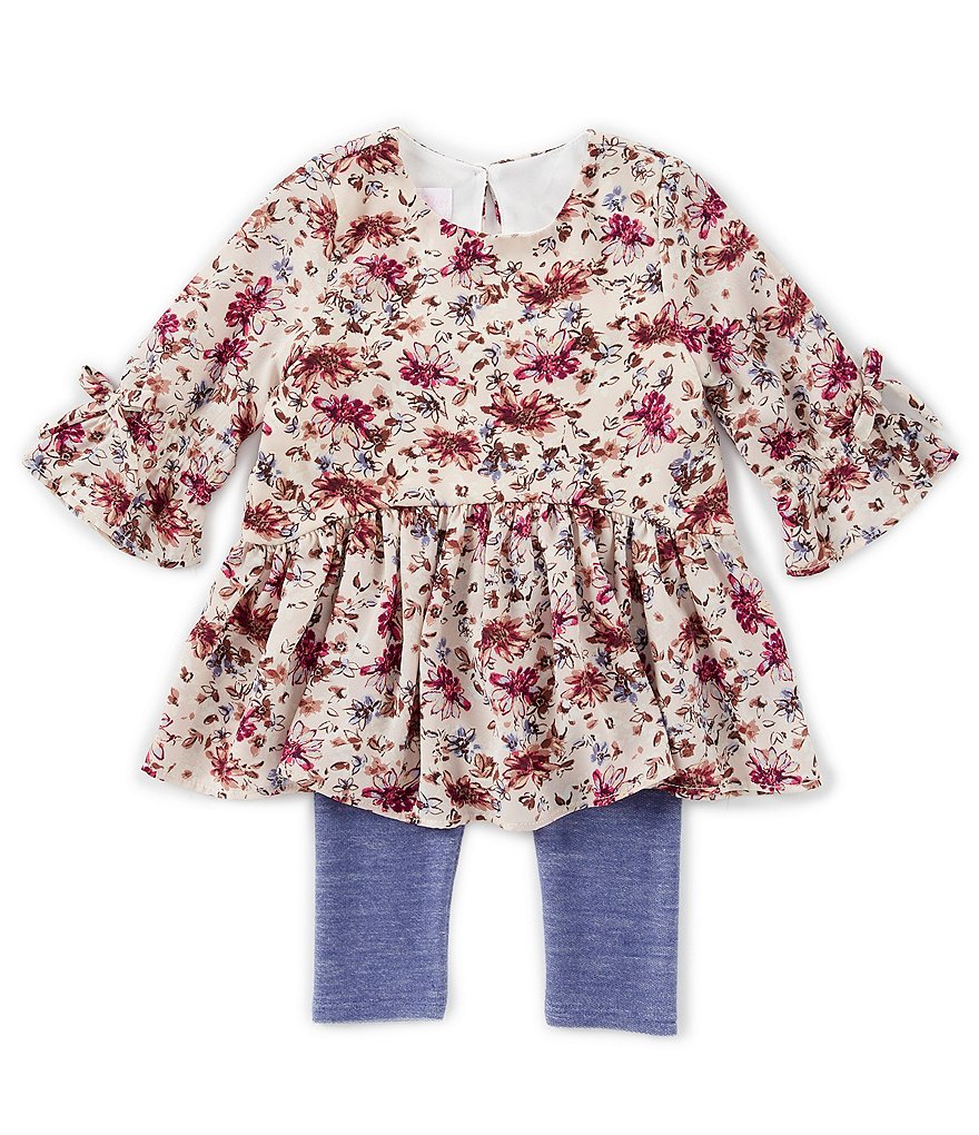 Bonnie Jean Baby Girls 12-24 Months Floral-Printed Dress & French Terry Leggings Set