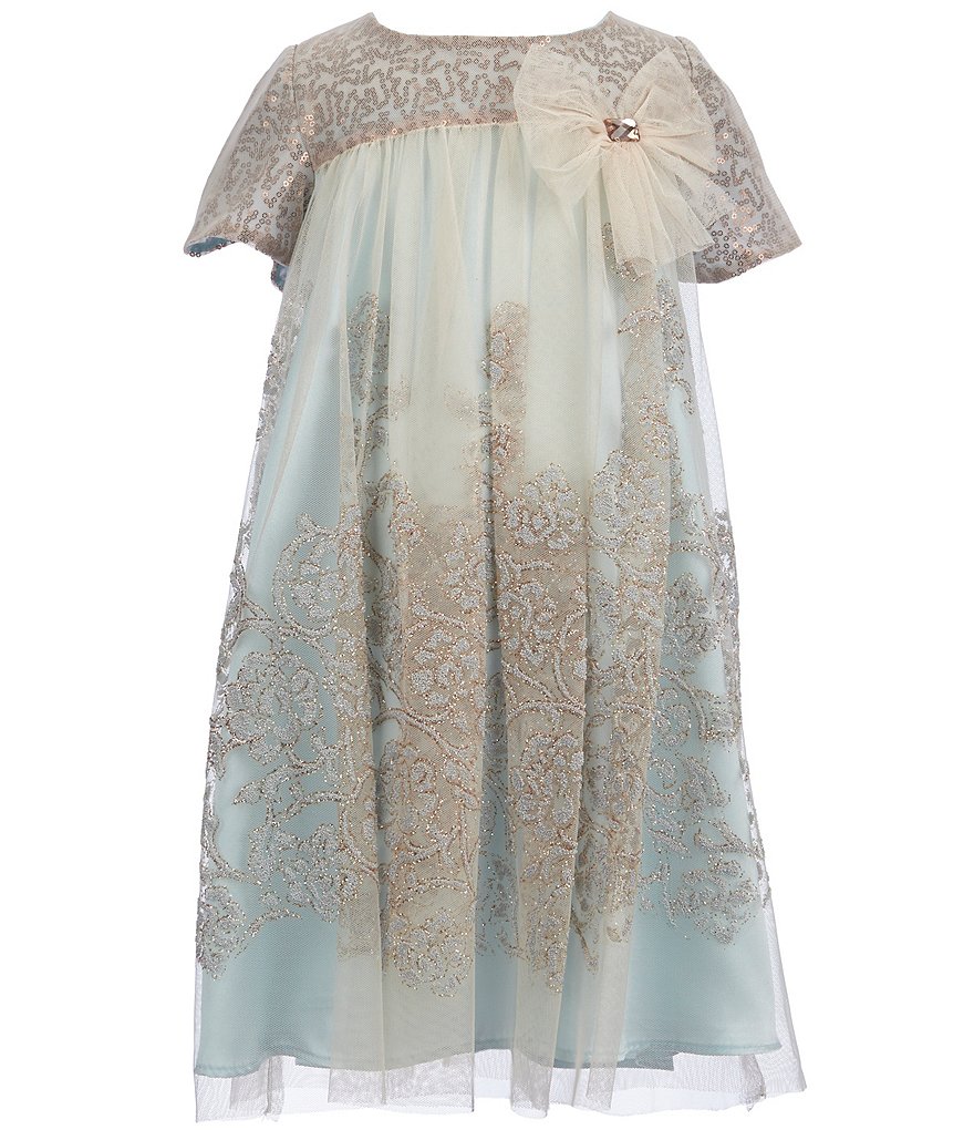 Bonnie Jean Little Girls 2T-6X Sequin Mesh Shift Dress