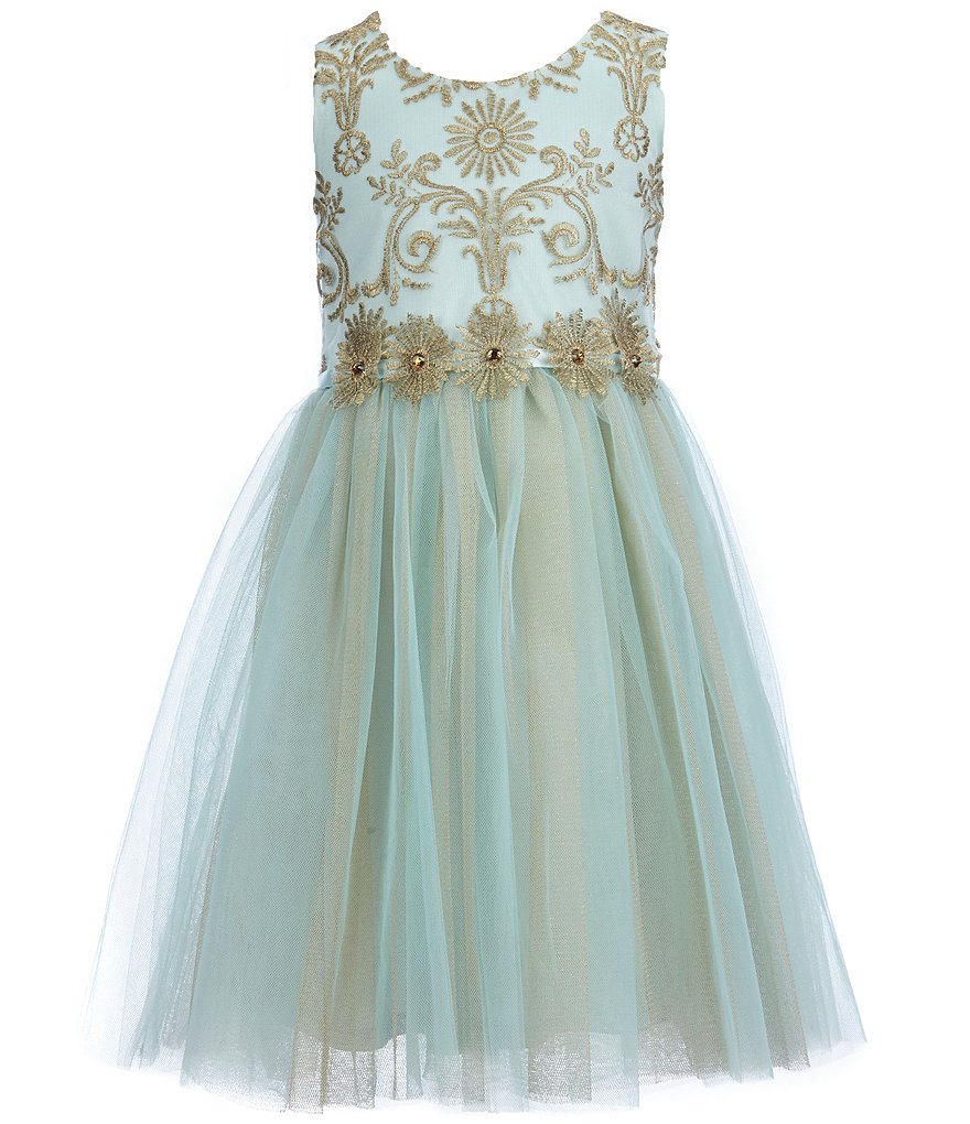 Bonnie Jean Little Girls 4-6X Sleeveless Embroidered Lace Tulle Dress