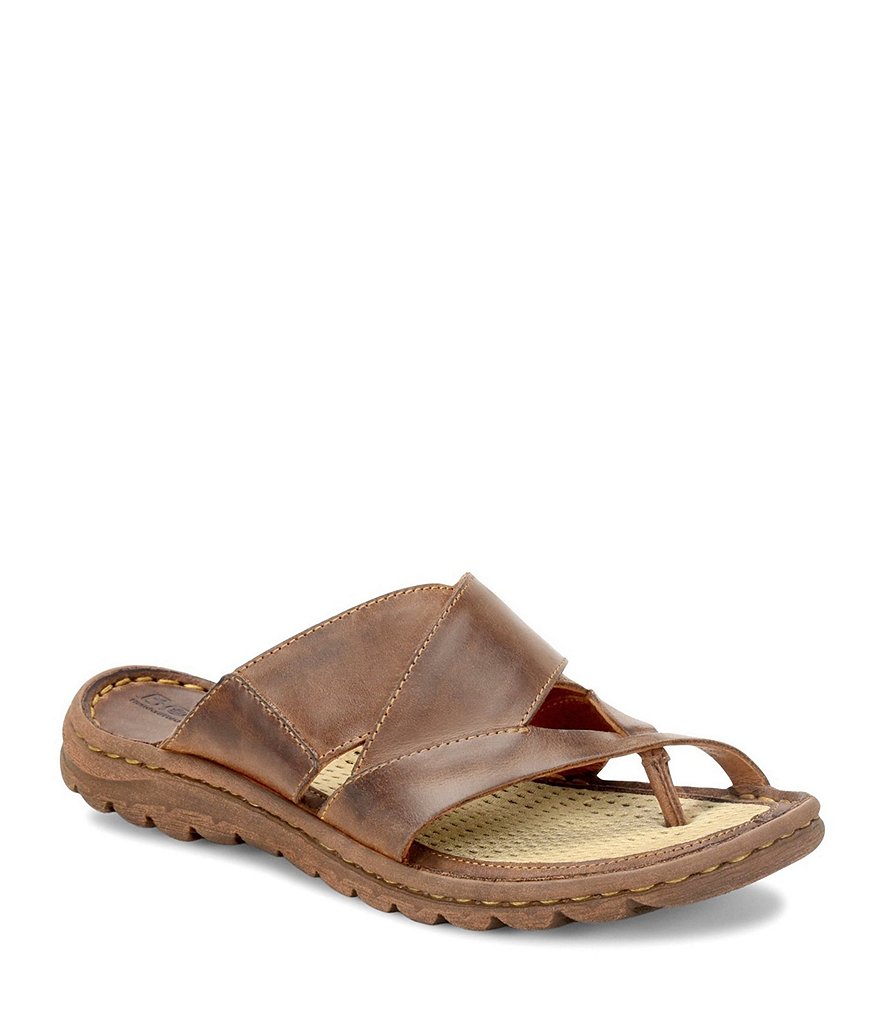 Born Sorja Full Grain Leather Criss Cross Slip On Thong Sandals