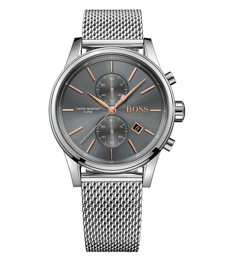BOSS Jet Chronograph & Date Stainless Steel Mesh Bracelet Watch