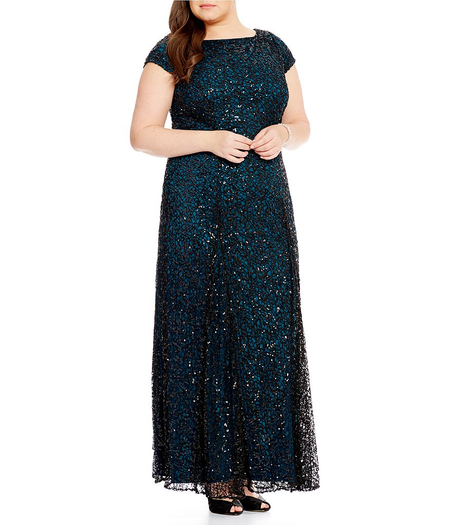 Brianna Plus Embroidered Sequin Lace Gown