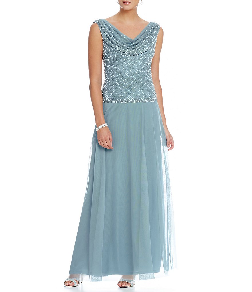 Cachet Caviar Beaded A-Line Gown