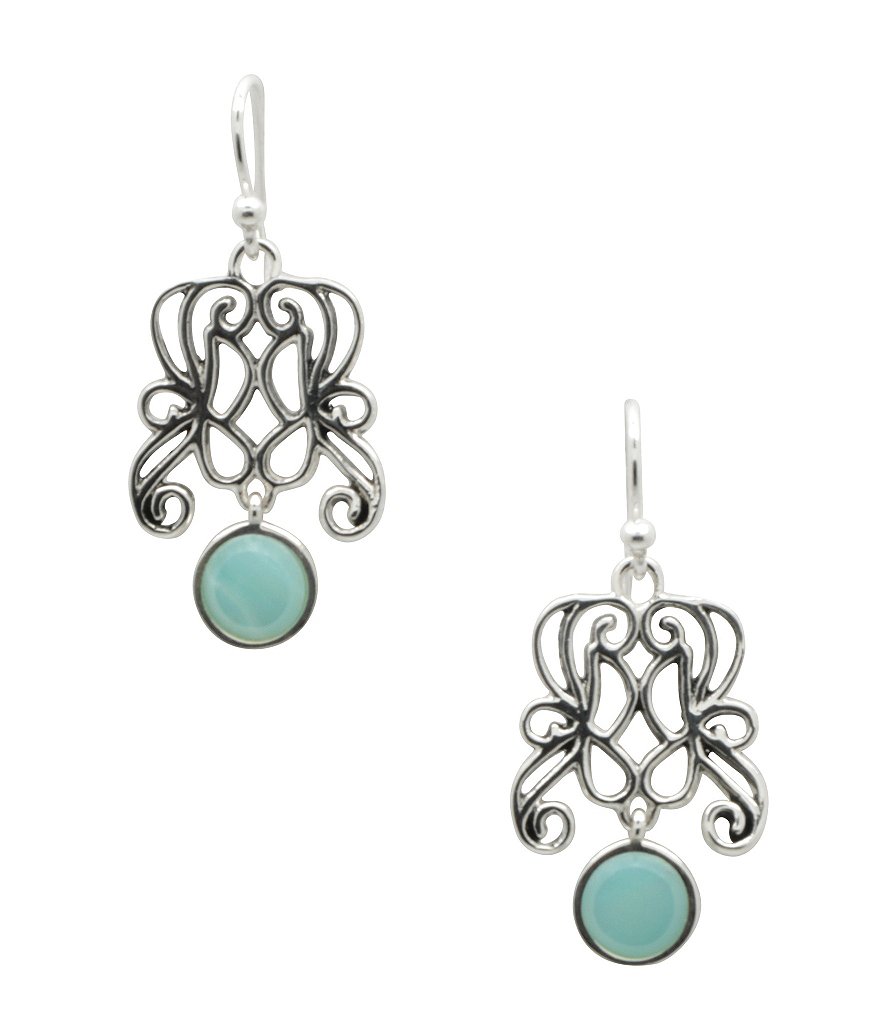 Calvary Sterling Silver and Amazonite Drop Earrings