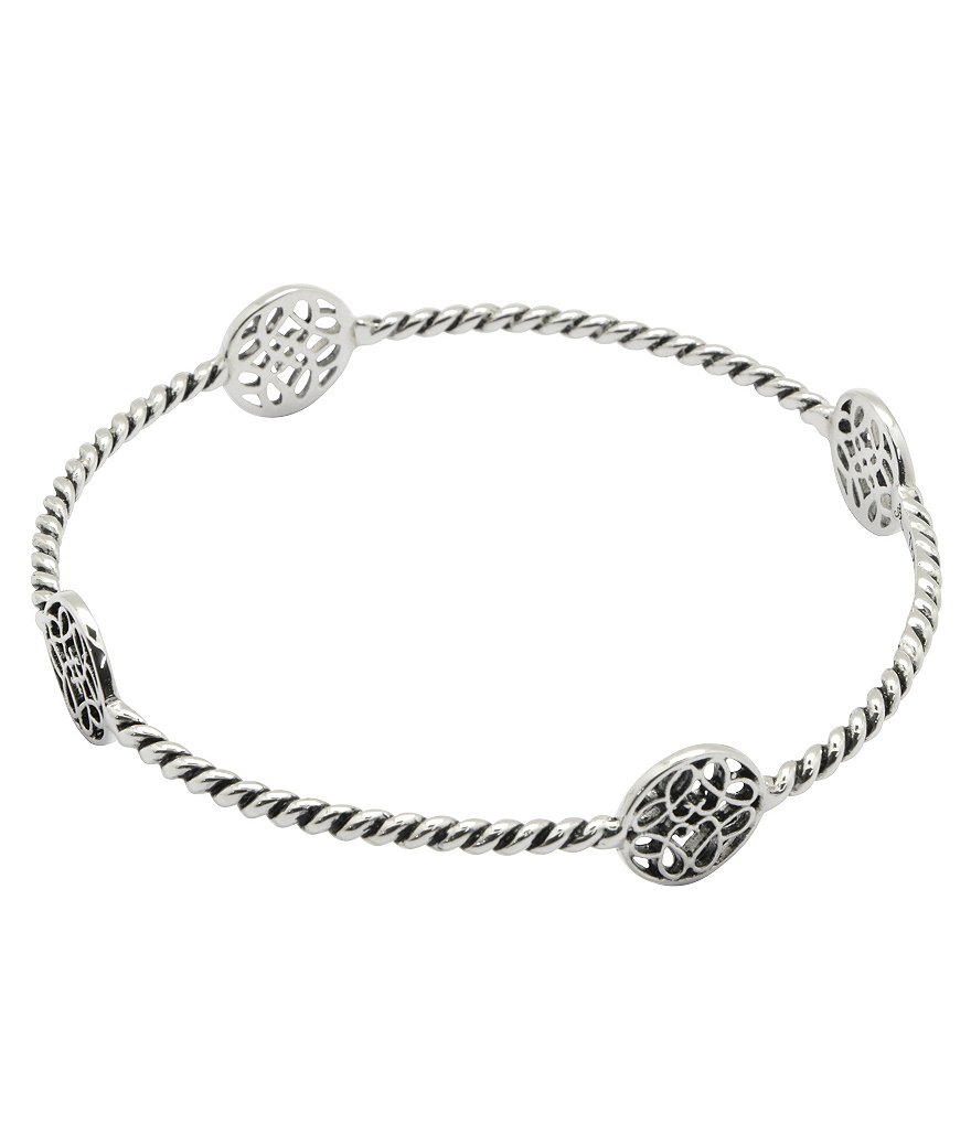 Calvary Sterling Silver J Scroll Bangle Bracelet