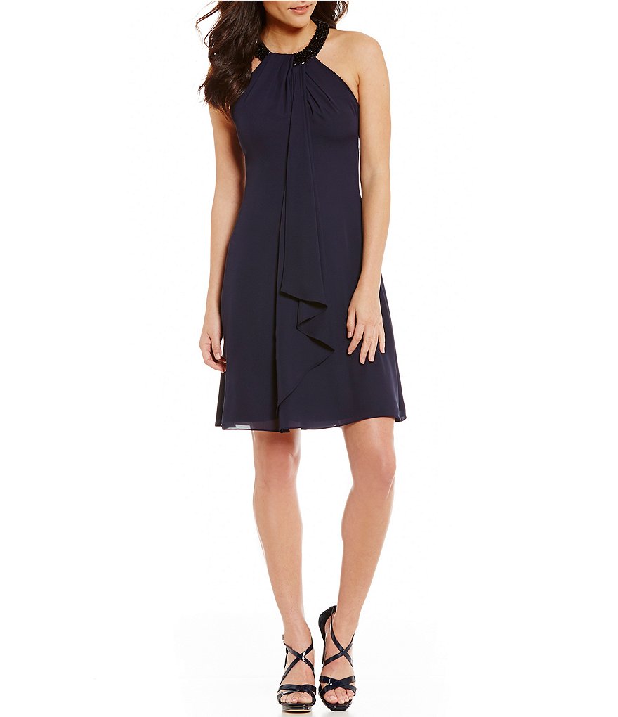 calvin klein open back halter gown
