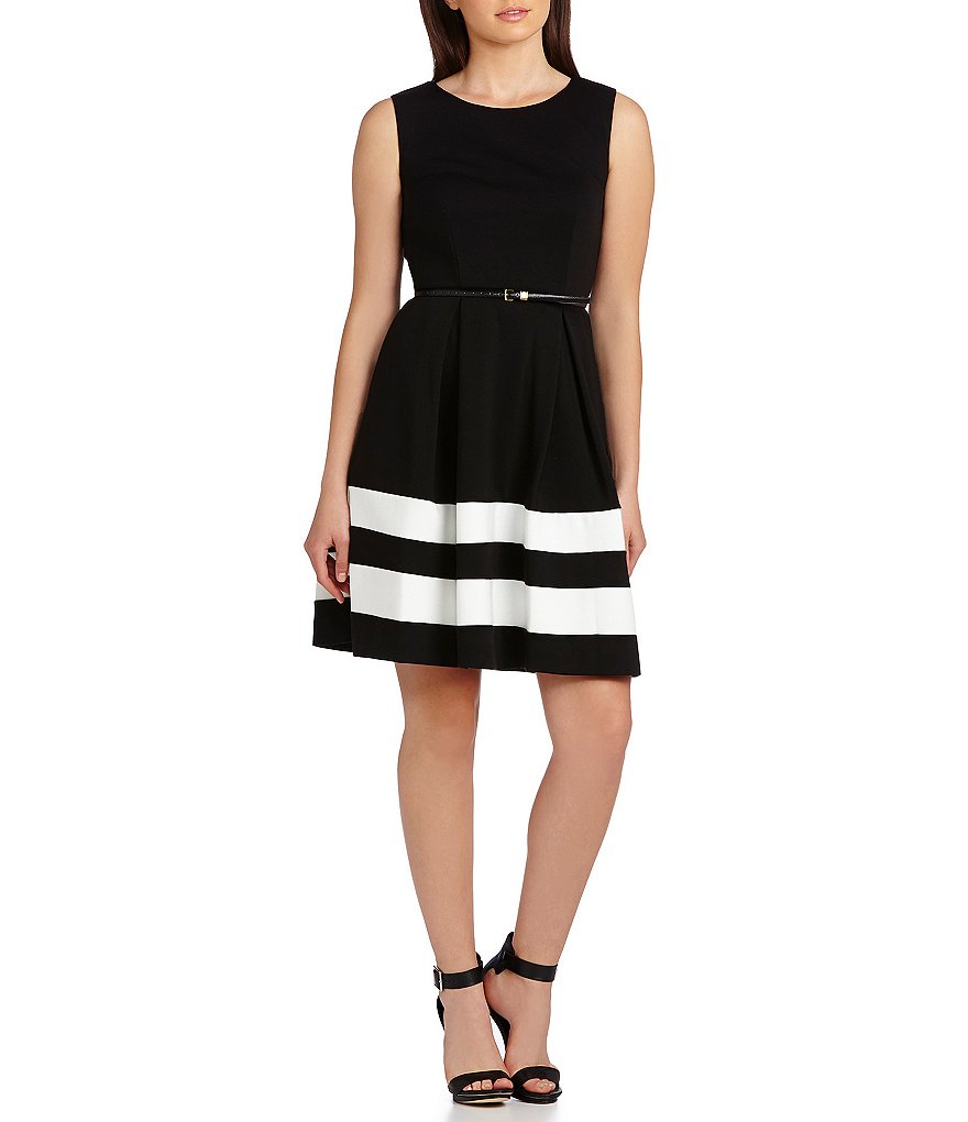 Calvin Klein Belted Fit-and-Flare Dress