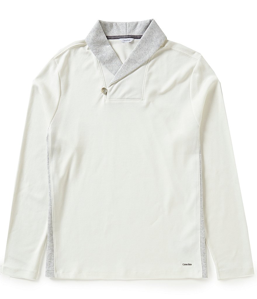 Calvin Klein Color Blocked Shawl Collar Long-Sleeve Sweater