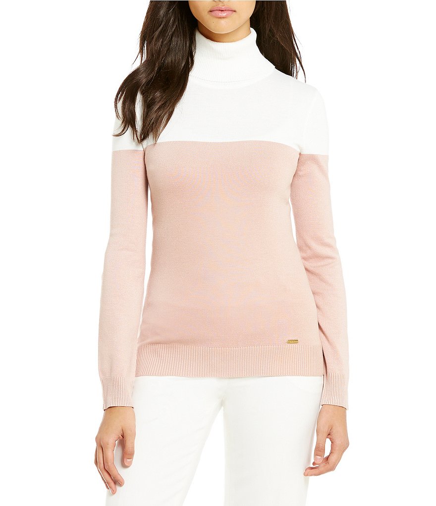 Calvin Klein Colorblock Fine Gauge Turtleneck Sweater