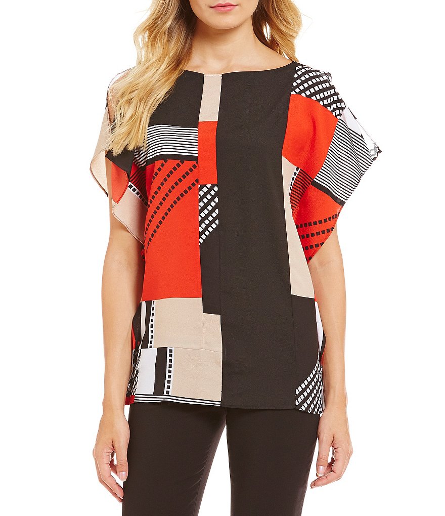 Calvin Klein Colorblock Print Flutter Top
