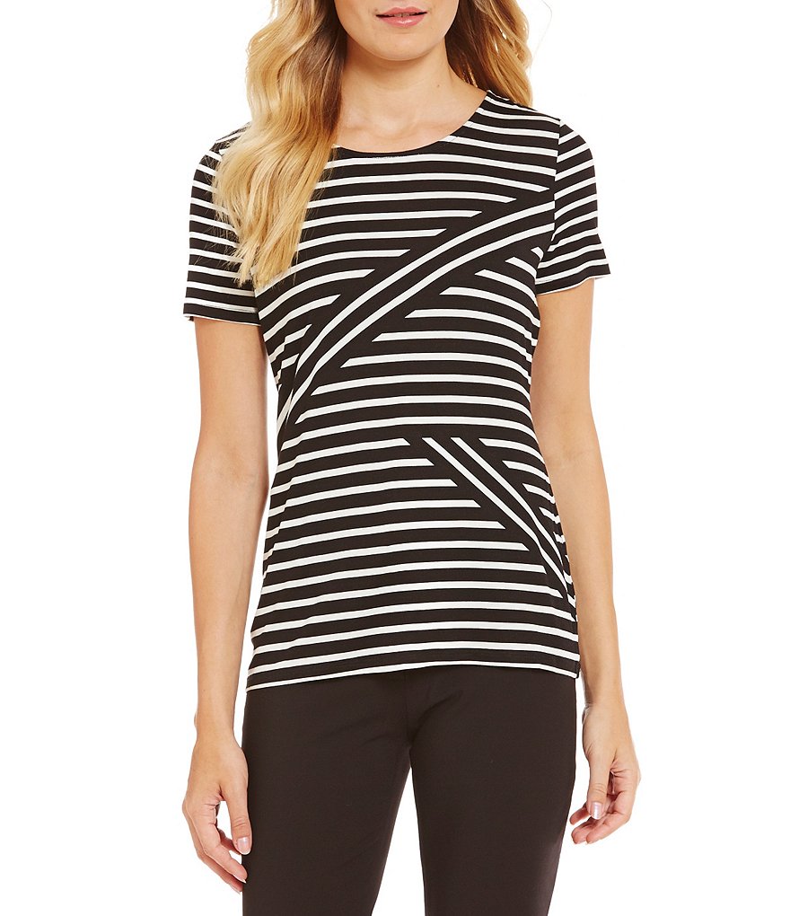 Calvin Klein Diagonal Placement Stripe Mix Knit Top