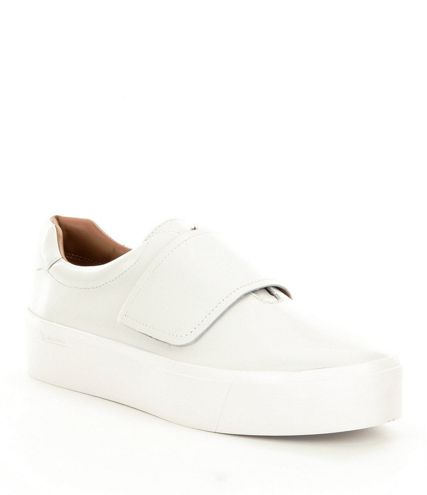 Calvin Klein Jaiden Cow Silk Leather Slip On Velcro Strap Sneakers