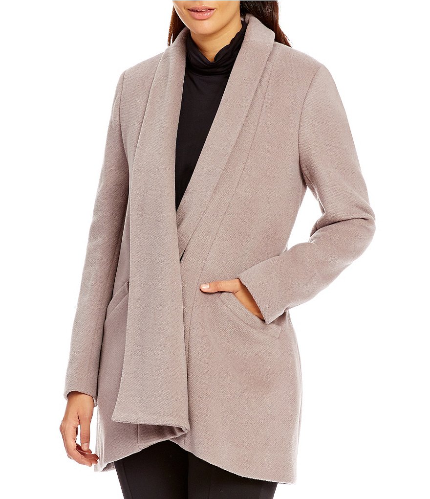 Calvin Klein Lux Basket Weave Wool Coat