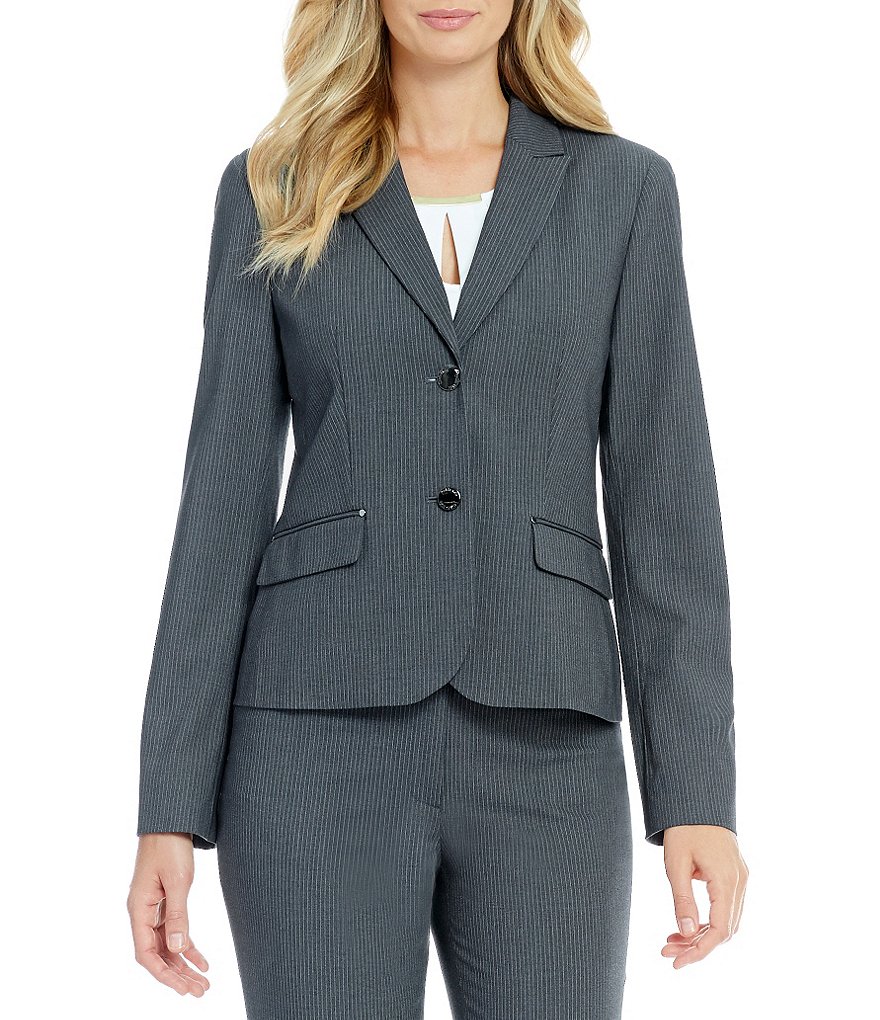 Calvin Klein Luxe Stretch Pinstripe Suiting Two Button Jacket
