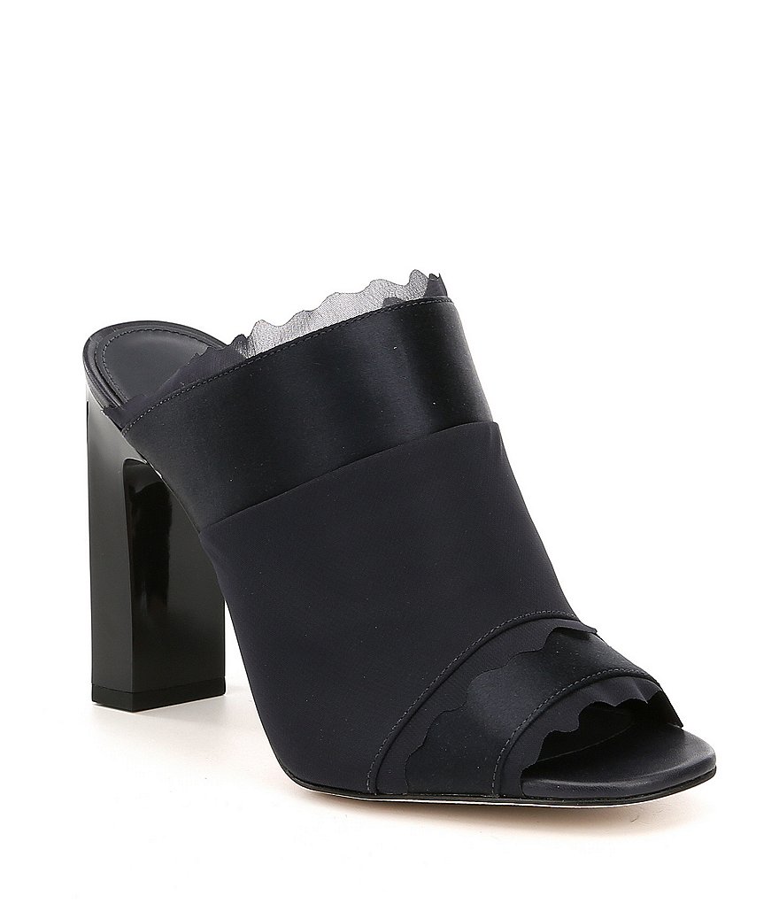 Calvin Klein Marrese Satin and Tulle Block Heel Mules