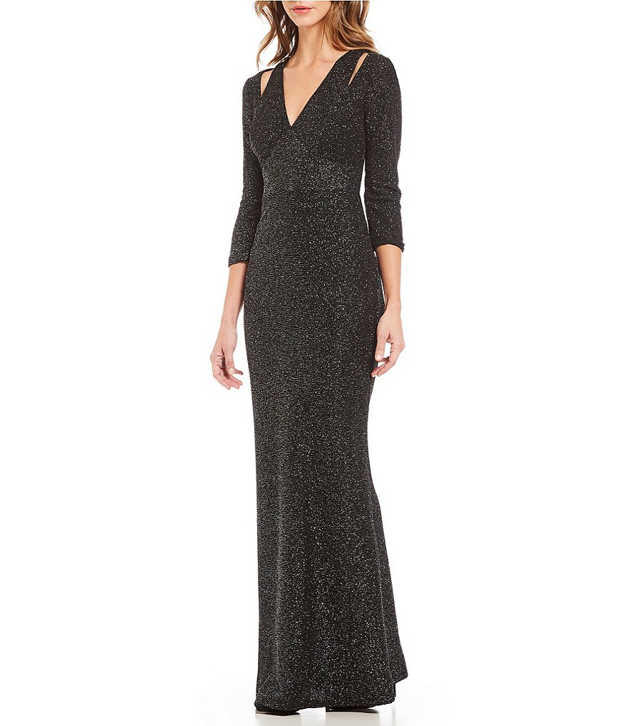 Calvin Klein Metallic Cutout Gown