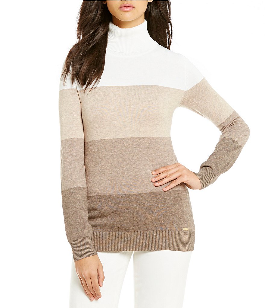 Calvin Klein Ombre Colorblock Fine Gauge Turtleneck Sweater