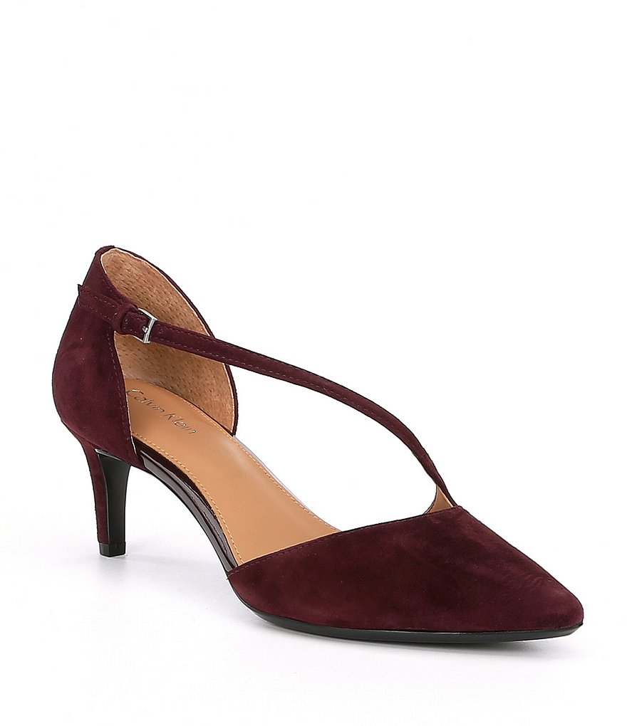 Calvin Klein Page Suede Asymmetrical Strap Pumps