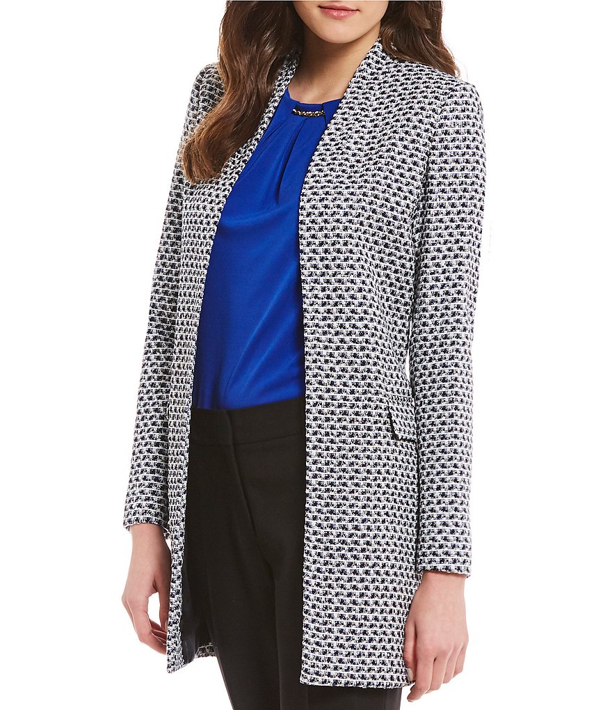 Calvin Klein Petites Metallic Boucle Tweed Topper Jacket