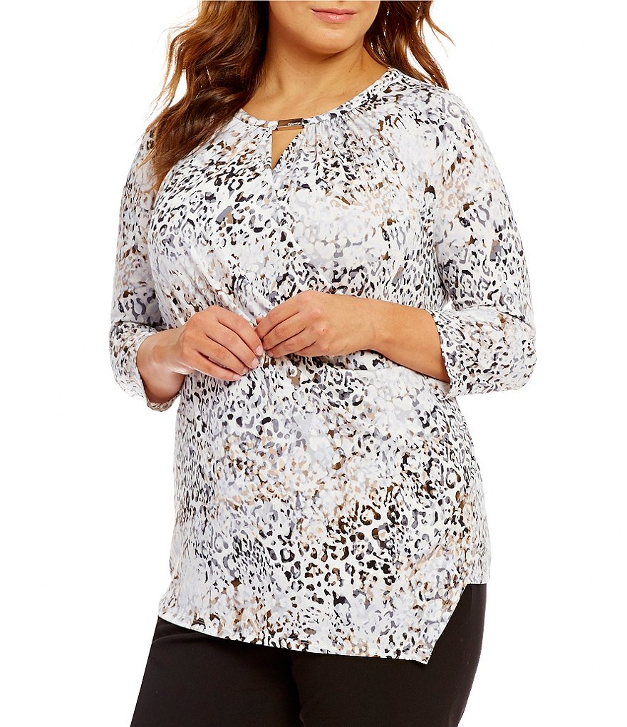 Calvin Klein Plus Keyhole Wrap Front Top