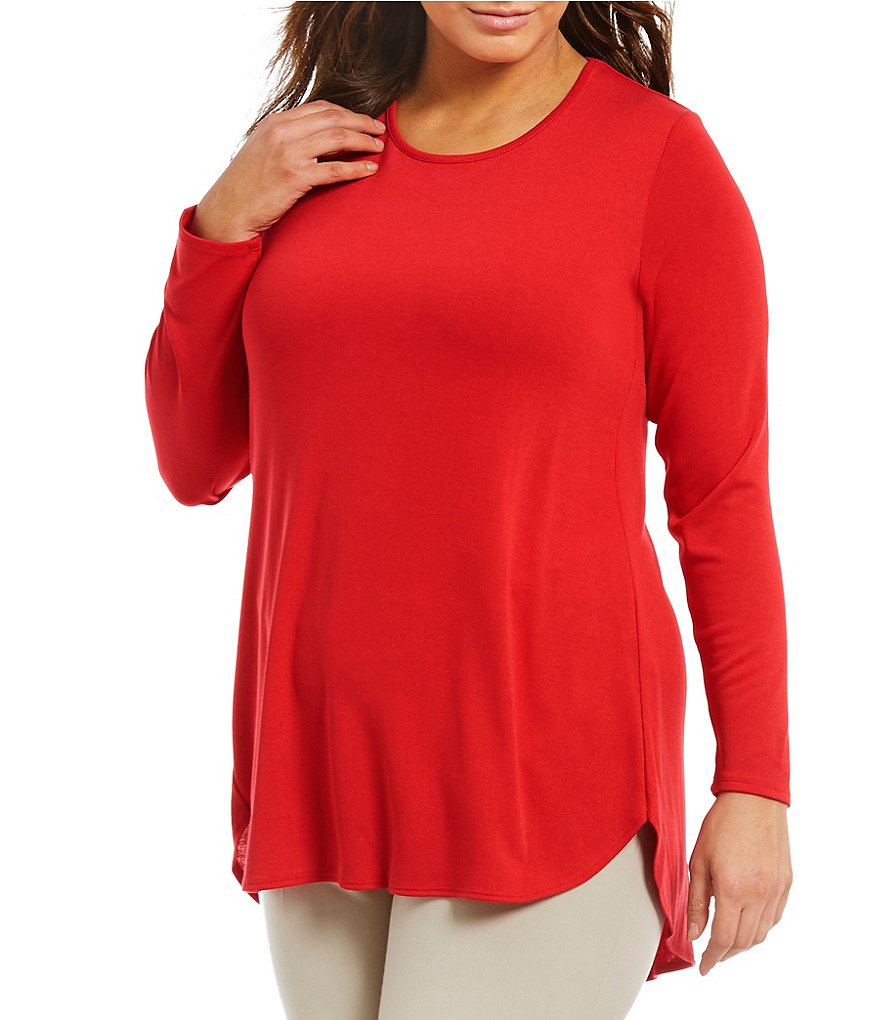 Calvin Klein Plus Long Sleeve Crew Neck Tunic