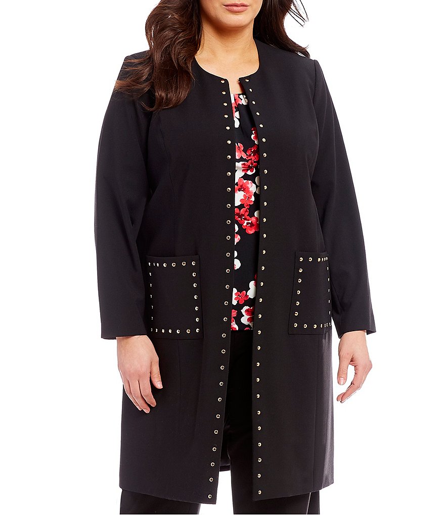 Calvin Klein Plus Stud Trim Topper Jacket