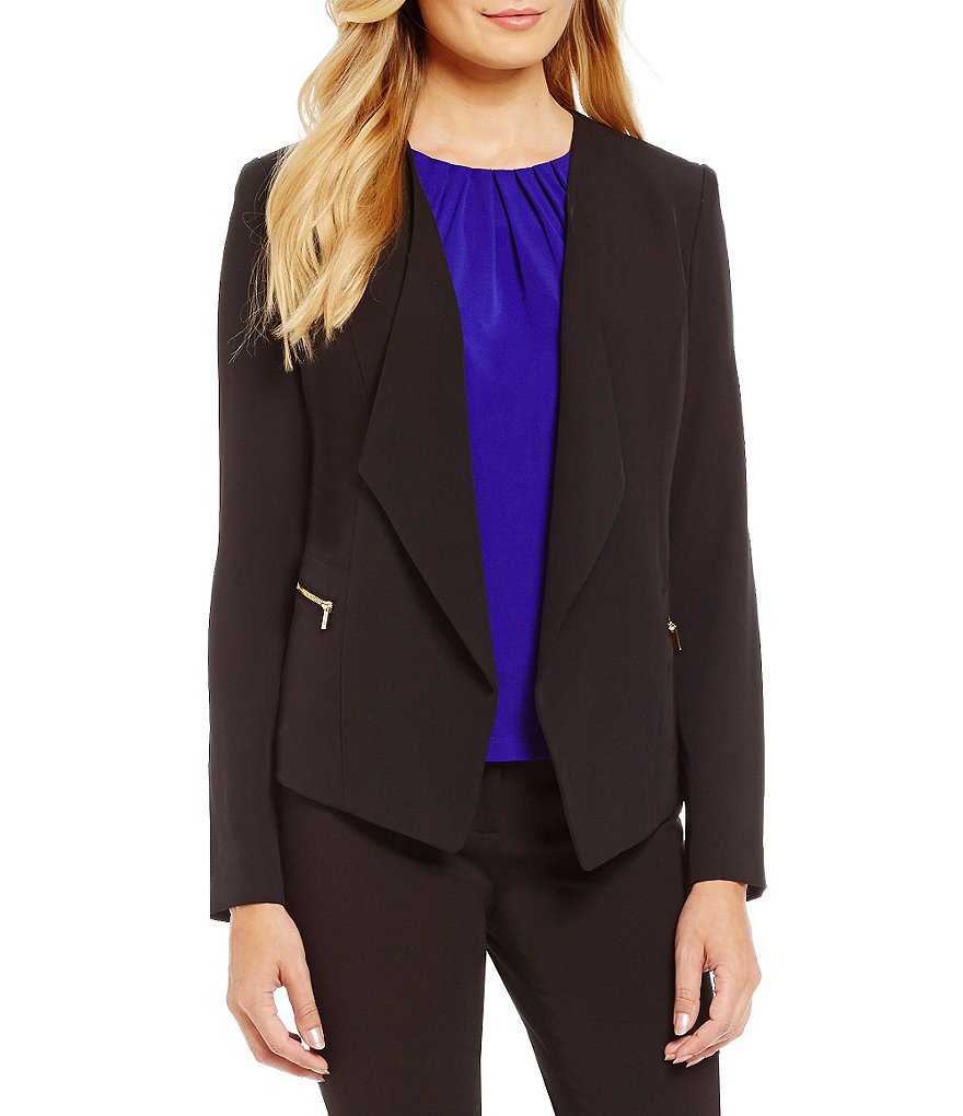 Calvin Klein Soft Suiting Open Drape Front Jacket