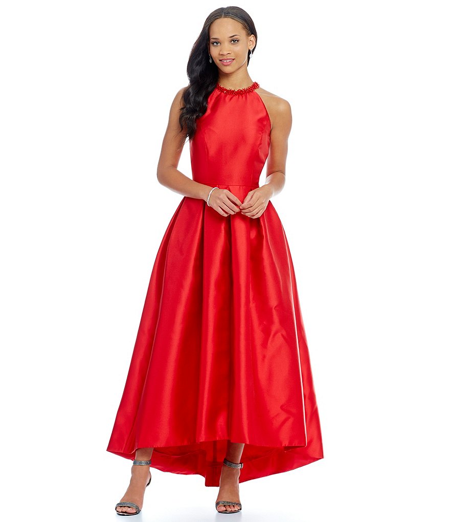 Carmen Marc Valvo Infusion Halter Neck Hi-Low Midi Dress