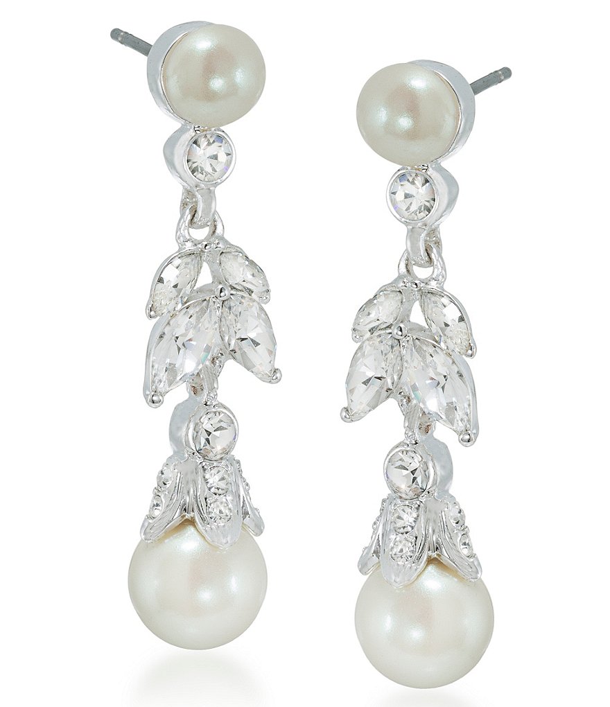 Carolee Faux-Pearl Floral Drop Statement Earrings
