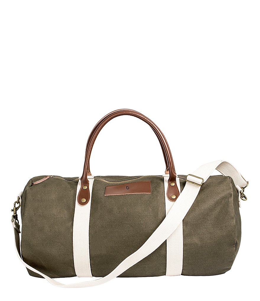 Cathy's Concepts Initial Canvas & Leather Green Duffel Bag