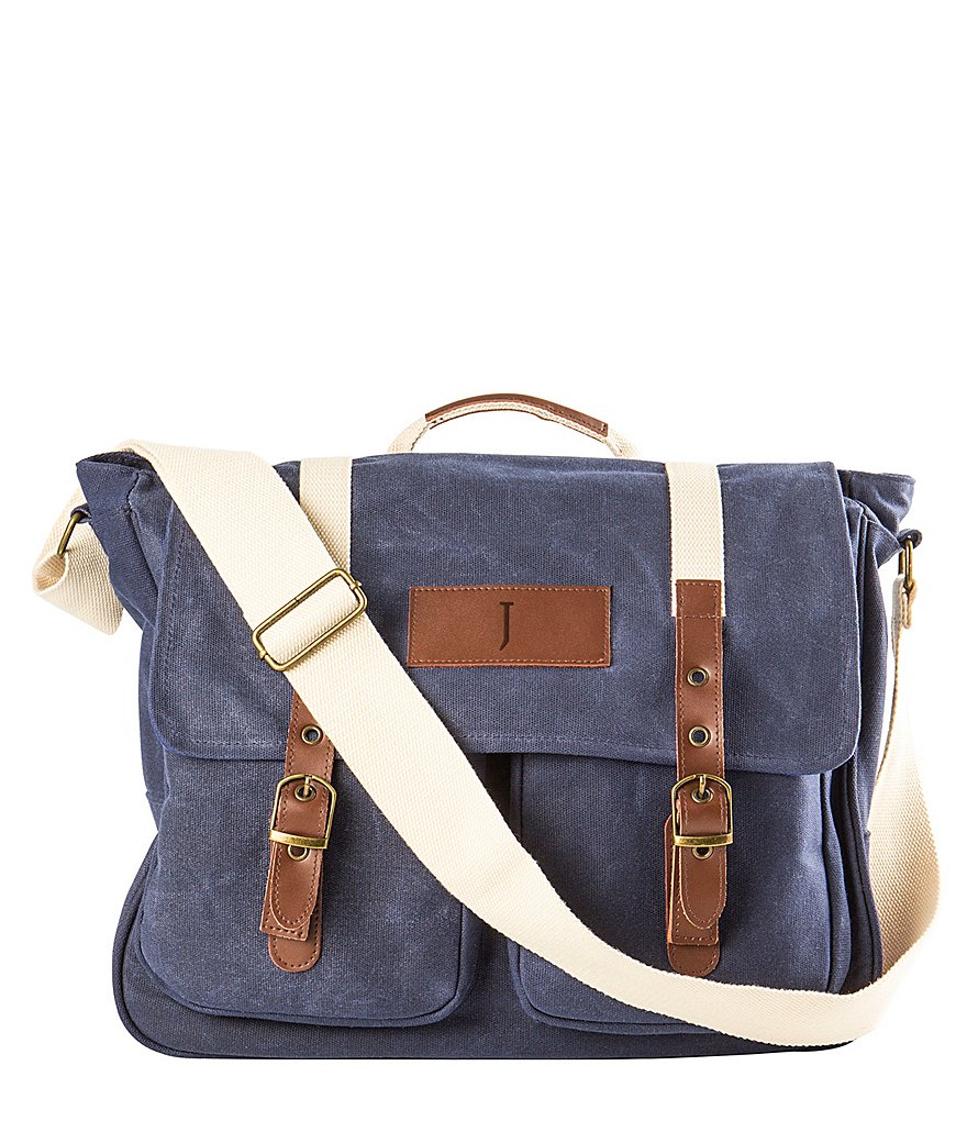 Cathy's Concepts Initial Canvas Navy Messenger Bag