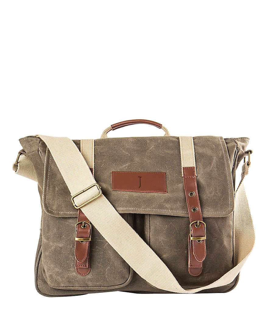 Cathy's Concepts Initial Canvas Green Messenger Bag
