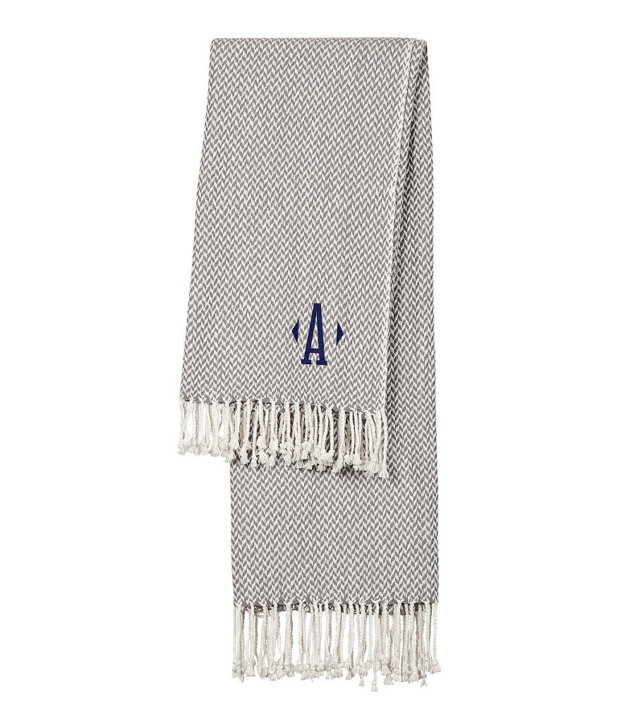 Cathy's Concepts Initial-Embroidered Herringbone Throw